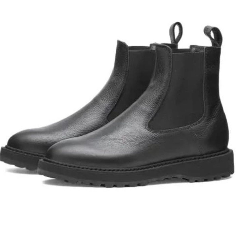 Diemme Alberone Leather Lug Sole Chunky Ankle Chelsea Boots Black Women 40 /9.5 - Picture 1 of 11